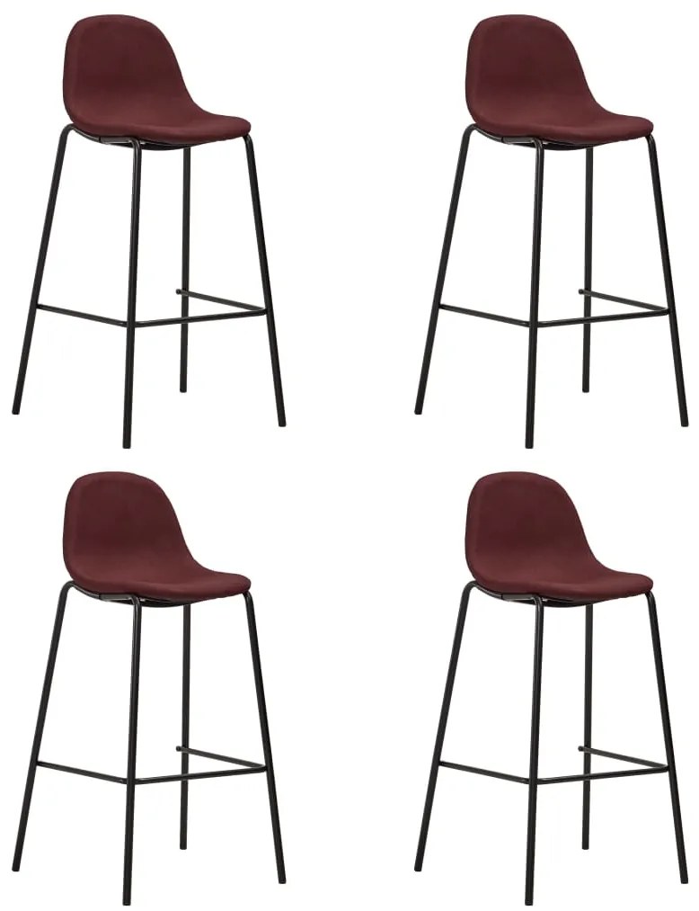 vidaXL Cadeiras de bar 4 pcs tecido vermelho tinto