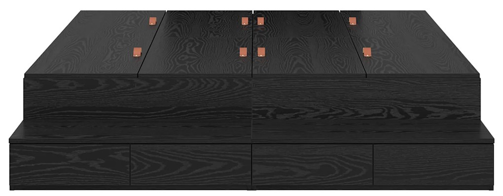 Estrutura de Cama com Arrumação Carvalho Preto 140x190 cm