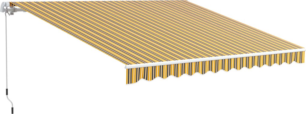 Outsunny Toldo Manual Retrátil 350x250 cm com Manivela de Metal Impermeável e Anti-UV para Jardim Terraço Janelas Cinza e Amarelo | Aosom Portugal