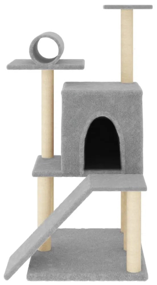 Árvore gatos c/ postes arranhadores sisal 110,5 cm cinza-claro