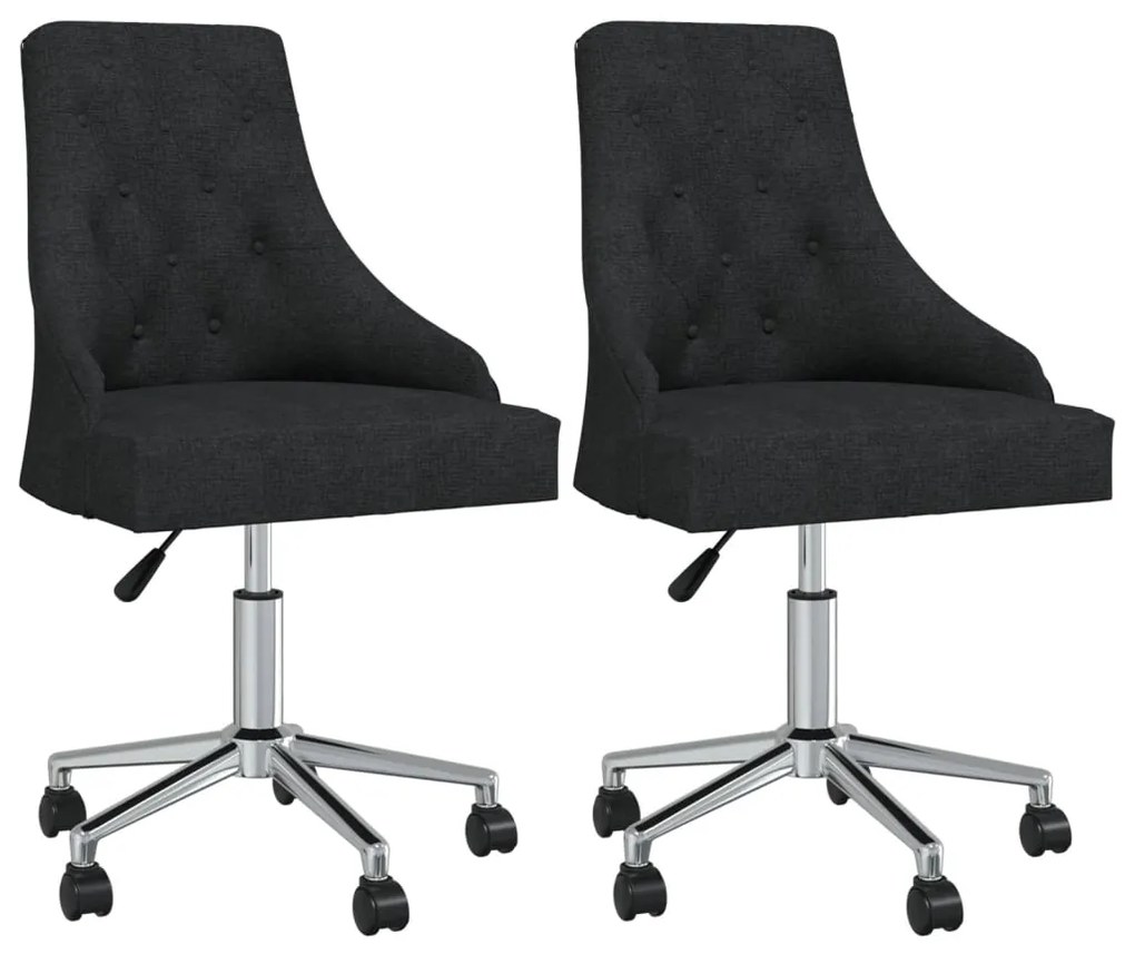 vidaXL Cadeiras de jantar giratórias 2 pcs tecido preto