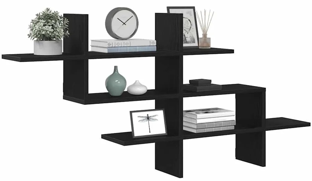 Prateleira de parede 124,5x18x60,5cm carvalho preto
