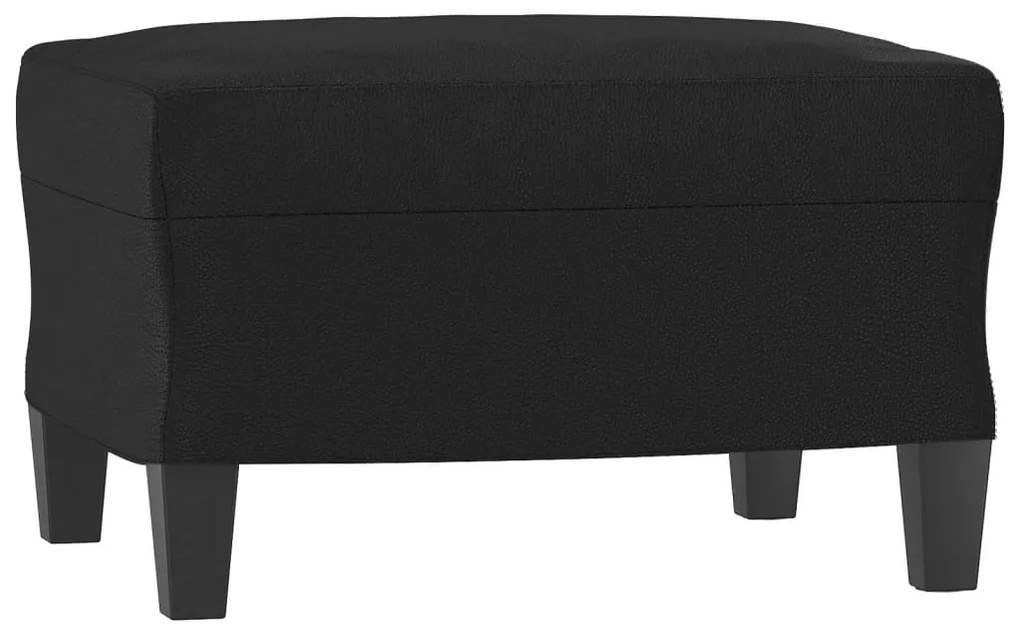 3 pcs conjunto de sofás com almofadões couro artificial preto
