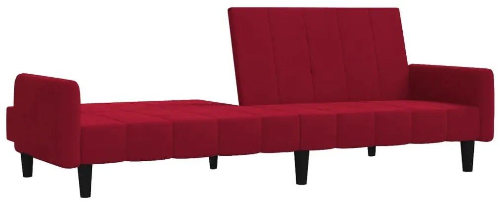 Sofá-cama de 2 lugares veludo vermelho tinto