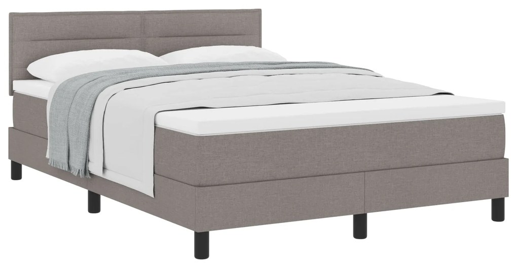 Cama Box Spring com Colchão Taupe 140x200 cm Tecido