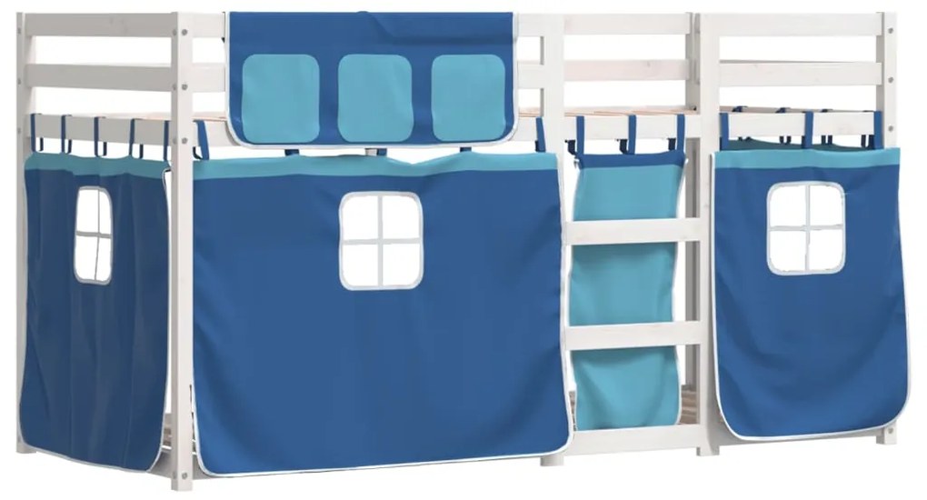 Beliche com cortinas 90x200 cm madeira de pinho maciça azul