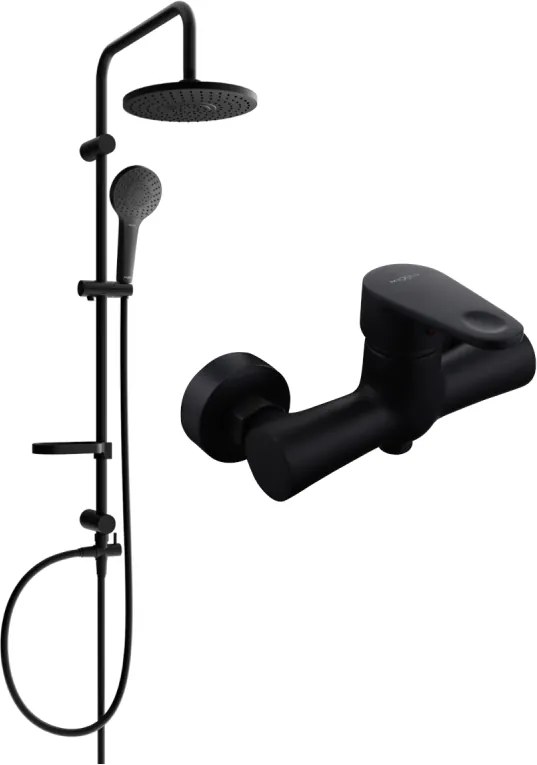 Mexen Kama Conjunto de chuveiro de parede Erik com chuveiro de teto e misturadora de chuveiro, preto - 72540205-70
