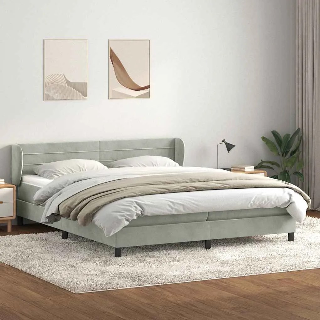 vidaXL Cama com molas/colchões 200x220 cm veludo cinzento-claro