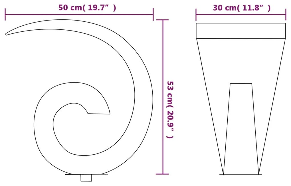 Fonte para piscina aço inoxidável 50x30x53 cm prateado