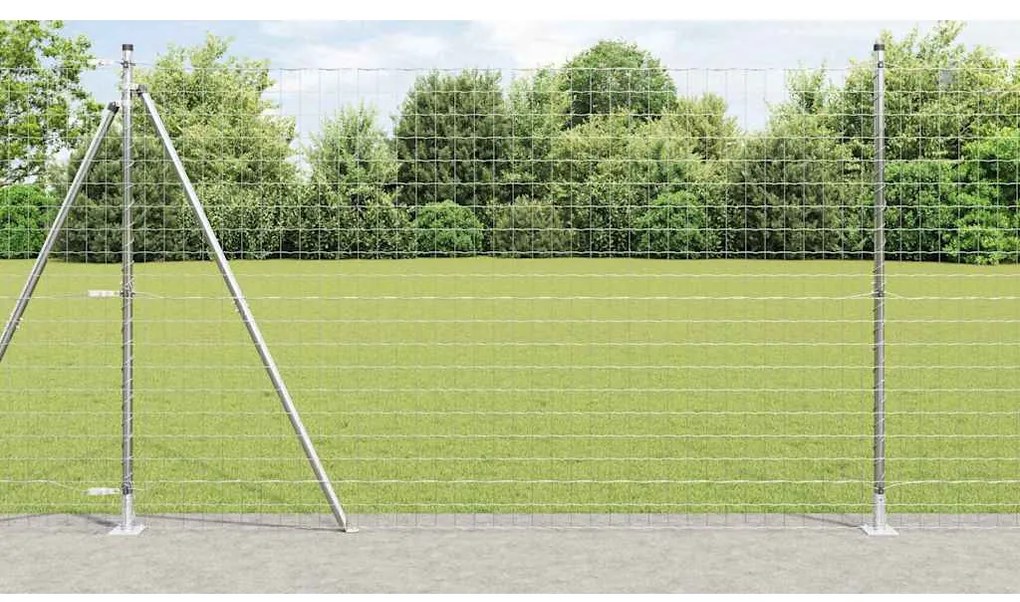 vidaXL Cerca com Postes Prateado 1.4 x 10 m Aço