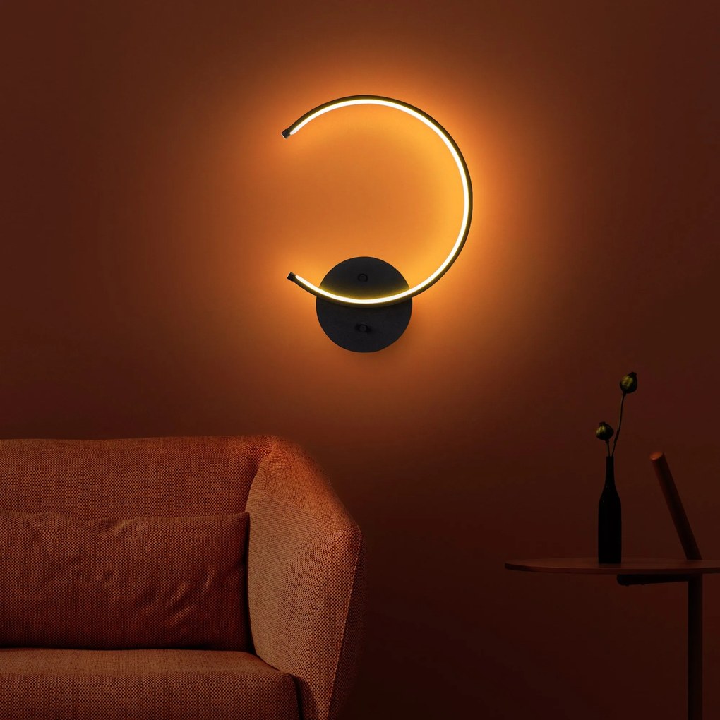 Candeeiro de Parede Moon - Preto - 33cm x 46cm x 6cm