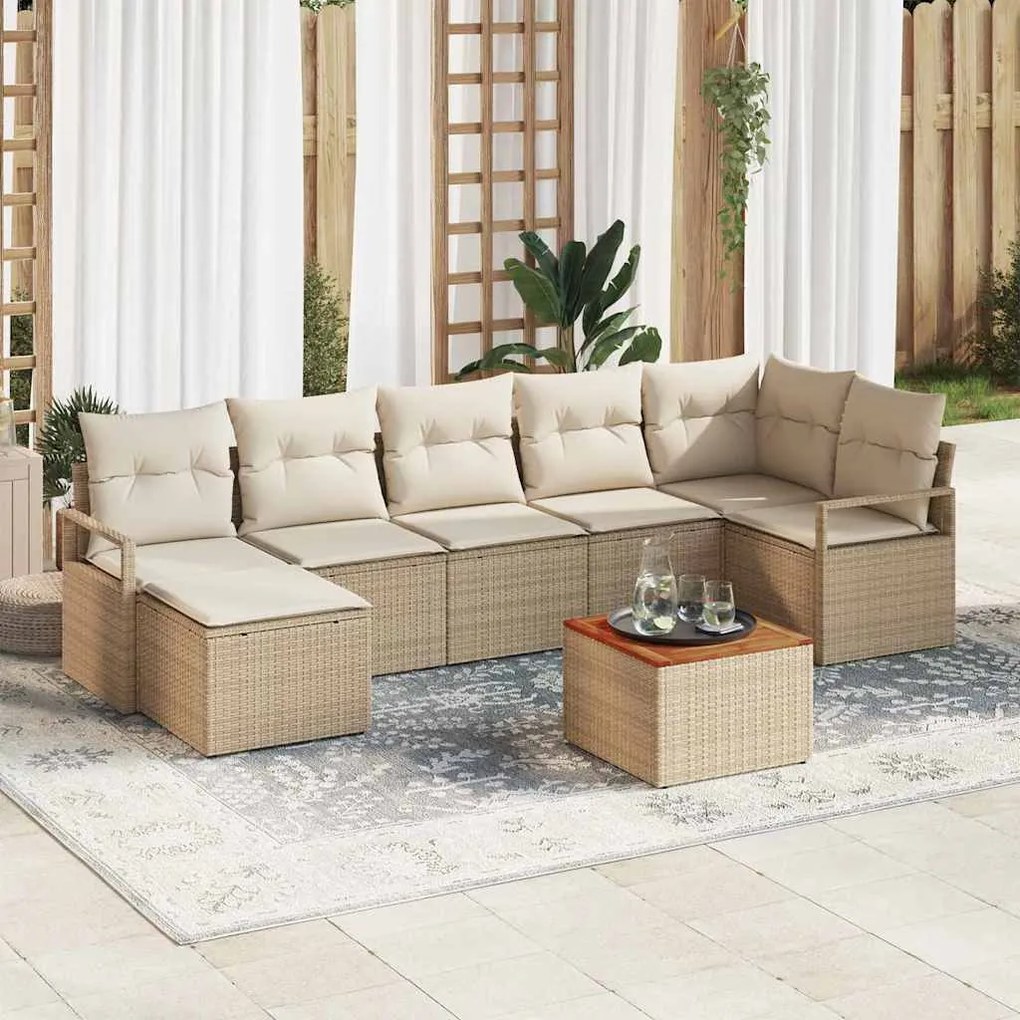 vidaXL Conjunto de Sofás para Jardim 8 pcs Bege, branco Grande