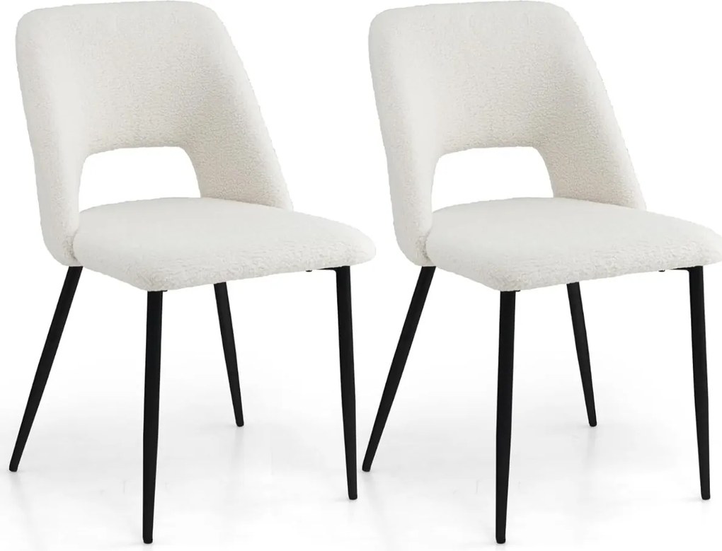 Conjunto de 2 cadeiras jantar e cozinha estofadas com 2 peças de altura de balcão Pernas de metal Costas ocas 48,5 x 57 x 85 cm Bege