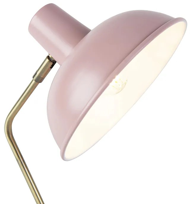 Candeeiro de mesa retro rosa com bronze - Milou Moderno