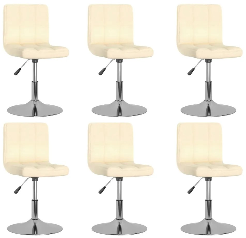 Cadeiras de jantar giratórias 6 pcs tecido cor creme