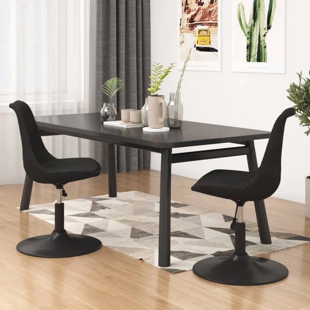 vidaXL Cadeiras de jantar giratórias 2 pcs veludo preto