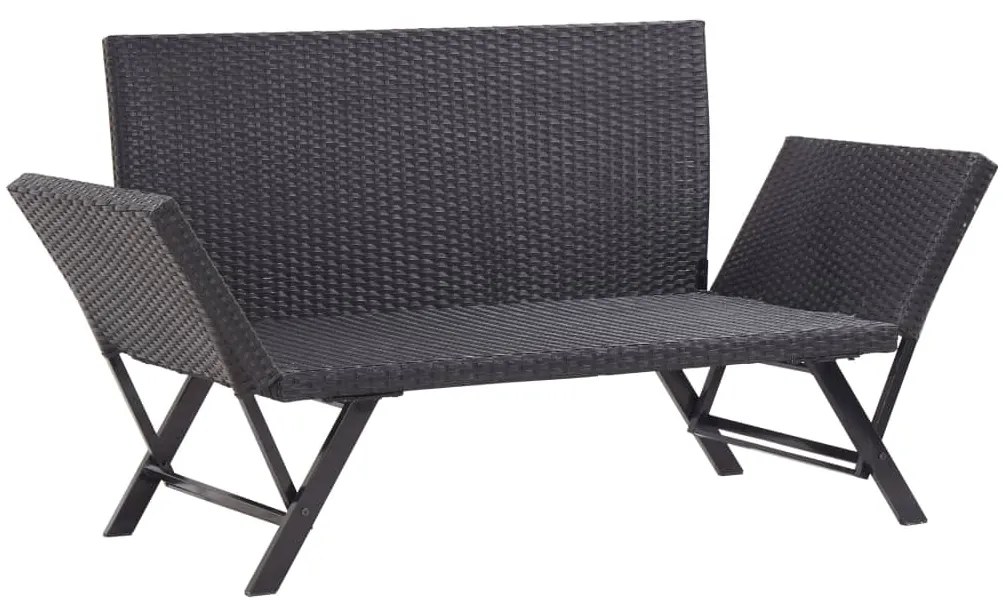 Banco de jardim c/ almofadões 176 cm vime PE preto