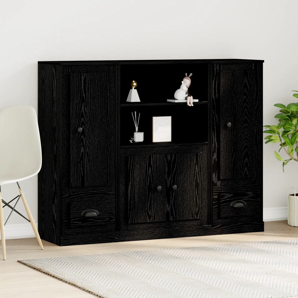 Highboard vidaXL Preto Carvalho 132x35,5x103,5 cm Madeira Engenharia