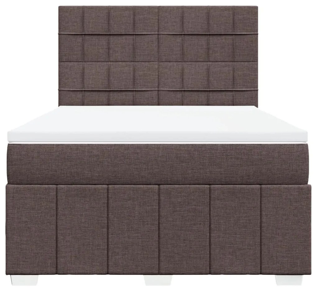 Cama com molas/colchão 160x200 cm tecido castanho-escuro