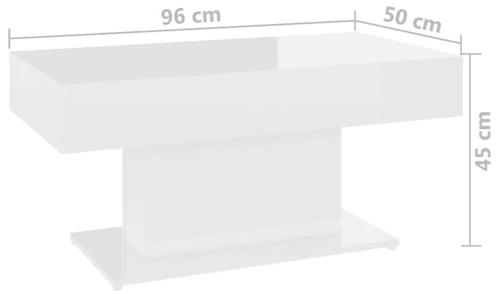 Mesa de centro 96x50x45 cm contraplacado branco brilhante