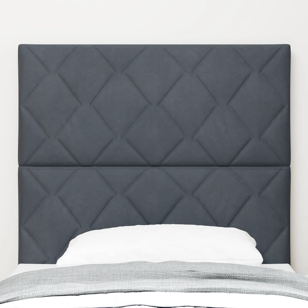 Cabeceira Design de Blocos de Diamante Cinza Escura 90 cm Veludo
