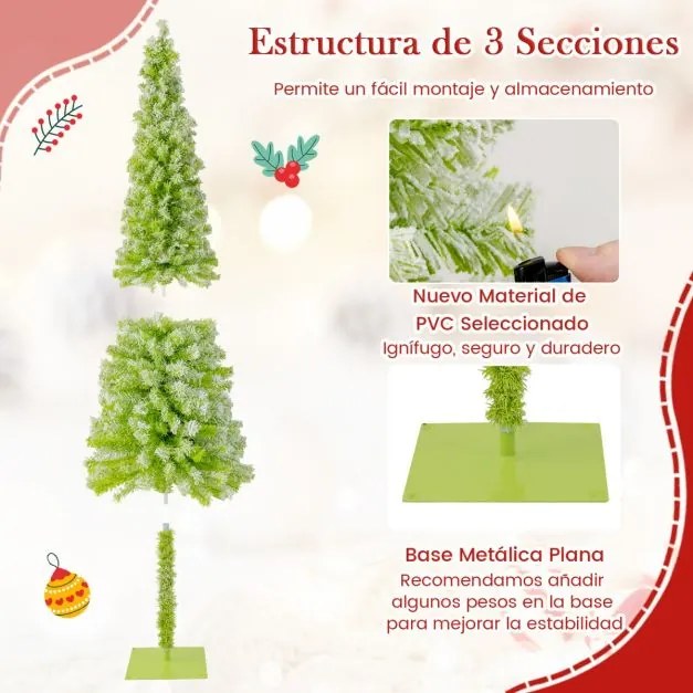 Árvore de Natal Fantasiosa de 210 cm Topo Flexível Artificial com Luzes (DECORAÇÃO NÃO INCLUIDA) para Festas e 366 Pontas de Galhos Verdes