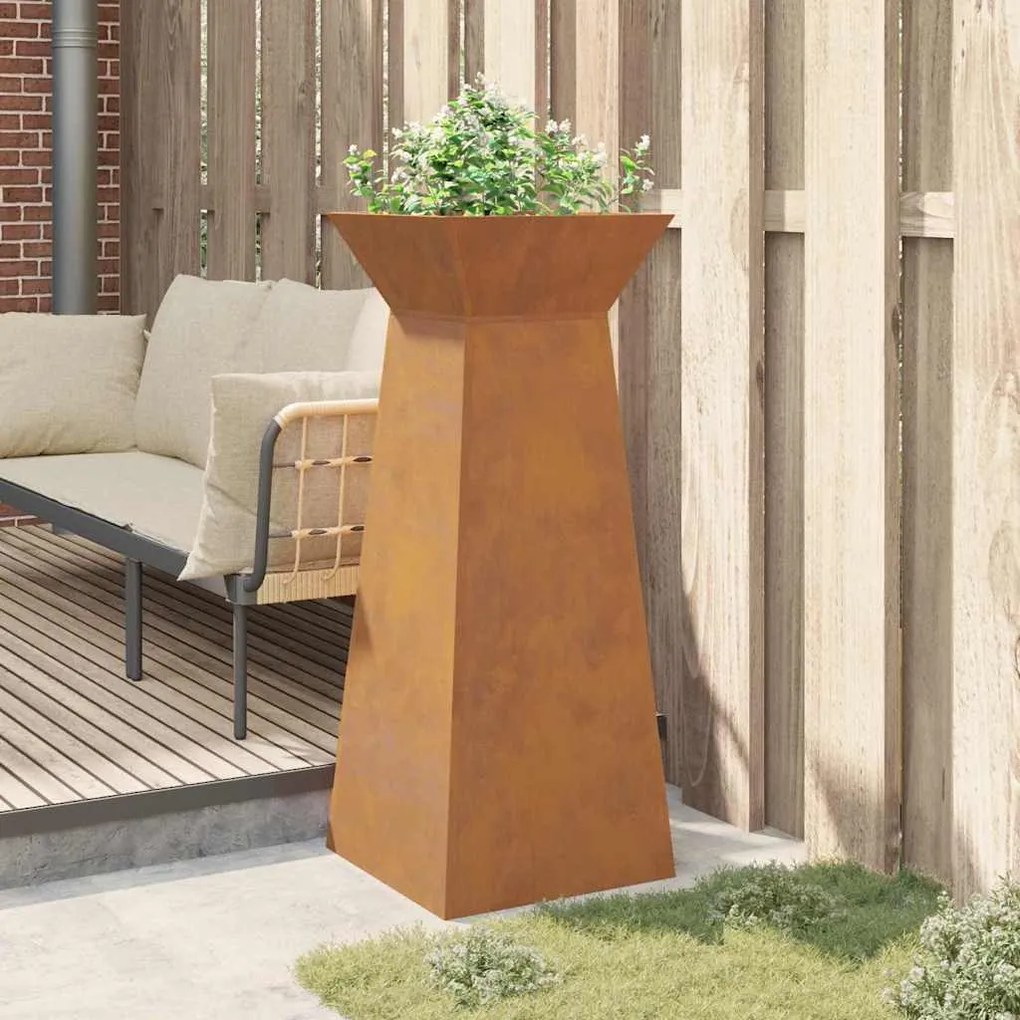 Jardineira de Coluna com Tigela 40x40x100 cm em Aço Corten