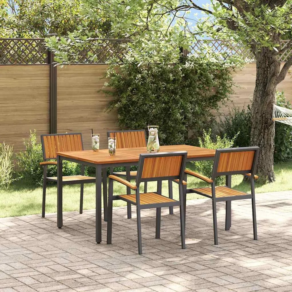 vidaXL Conjunto de Jantar para Jardim 5 pcs Preto