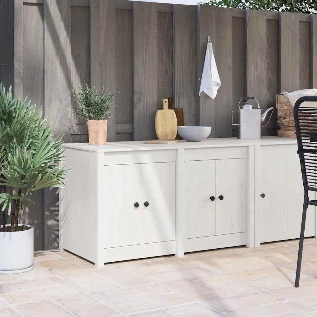 vidaXL Armário de Cozinha Externo Branco 106x55x64 cm Madeira Sólida de Pinho