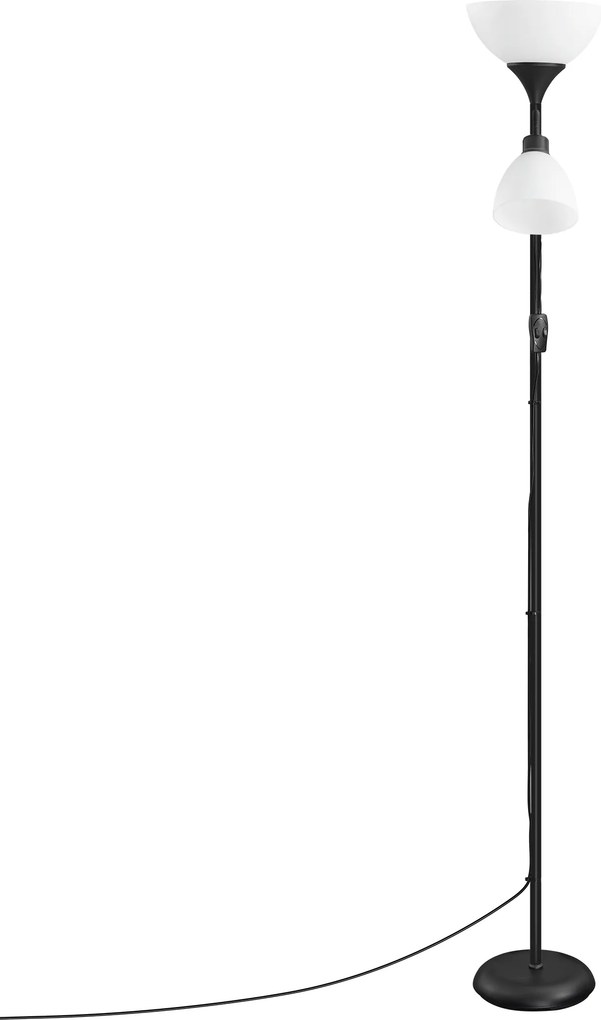 Candeeiro de pé com iluminação direta para o teto e lâmpada de leitura ajustável, 38,5 x 23,5 x 176 cm, preto