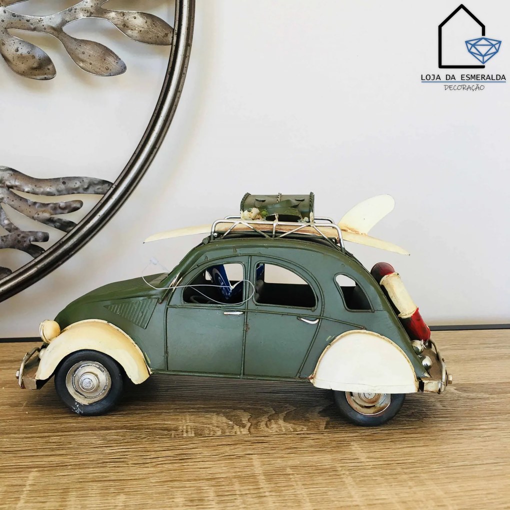 Carrinho Decorativo | Verde &amp; Creme | 25x10x13CM