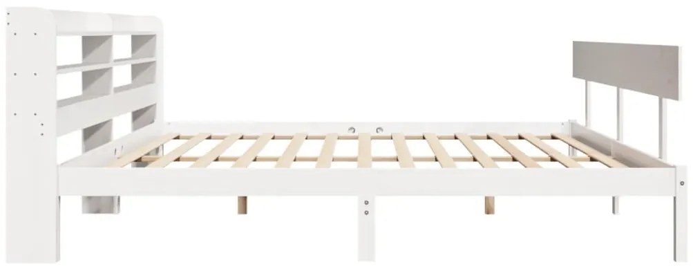Cama sem colchão 200x200 cm madeira de pinho maciça branco