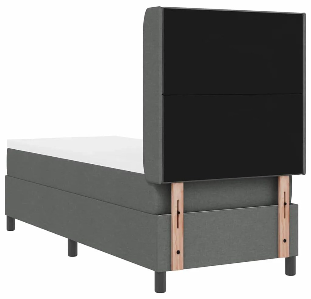 Cama Box com Colchão e LED Cinza Escuro 90 x 190 cm, Tecido