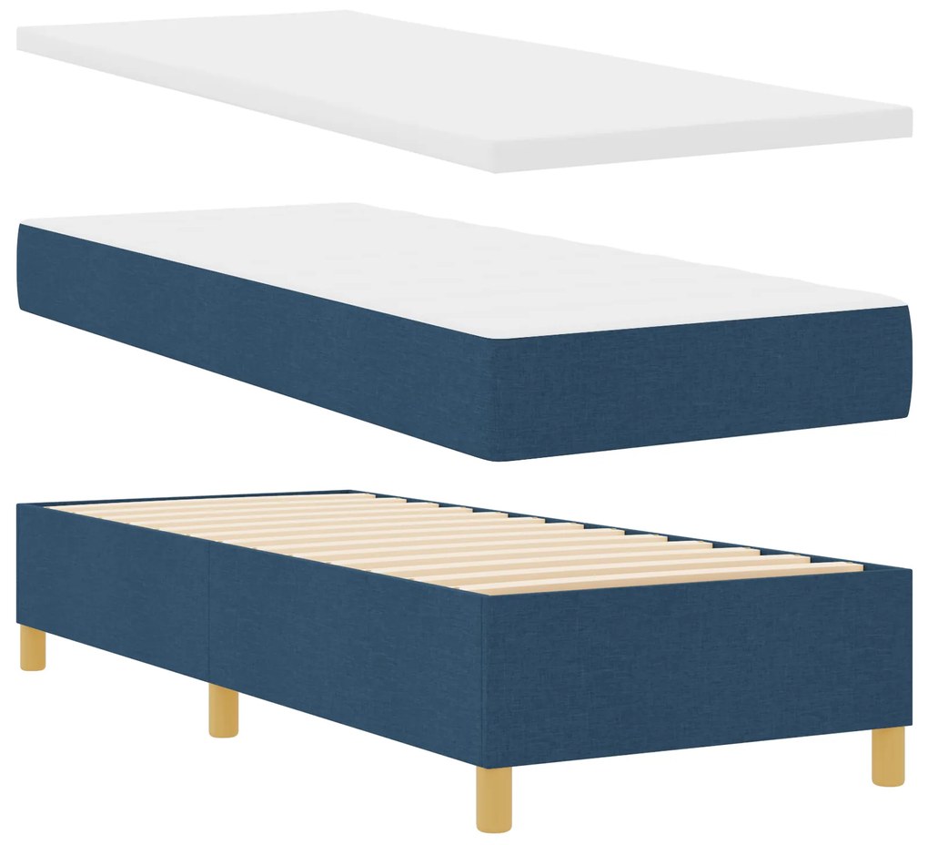 Cama Box Spring com Colchão Azul 80x200 cm Tecido