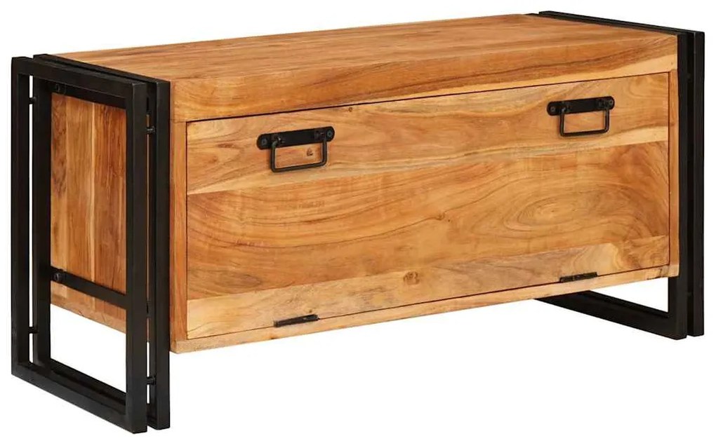 vidaXL Armário de Sapatos com porta Castanho Madeira de acácia maciça