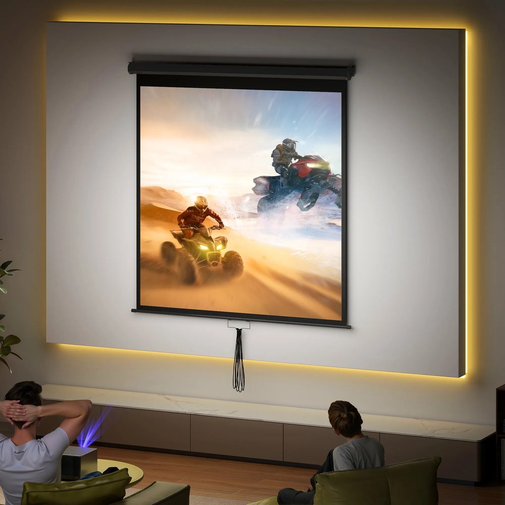Ecrã de projeção para TV e cinema em casa de 85 polegadas, projetor de vídeo 1:1 4K HD, 146 cm (L) x 146 cm (A)
