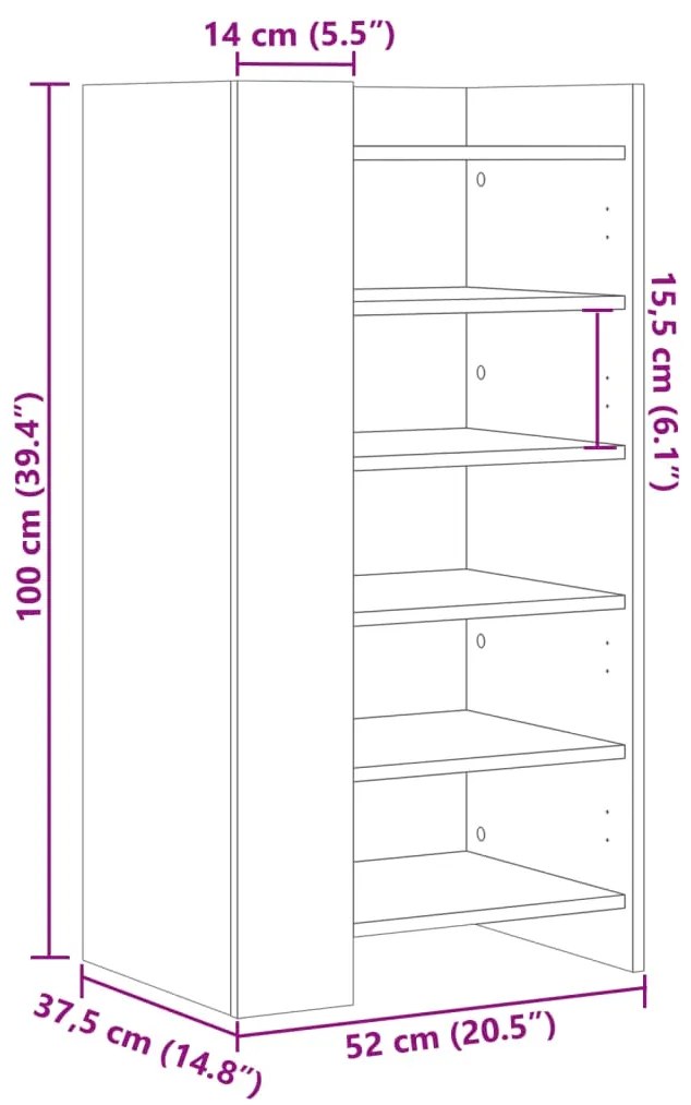 Sapateira 52x37,5x100 cm derivados de madeira carvalho sonoma