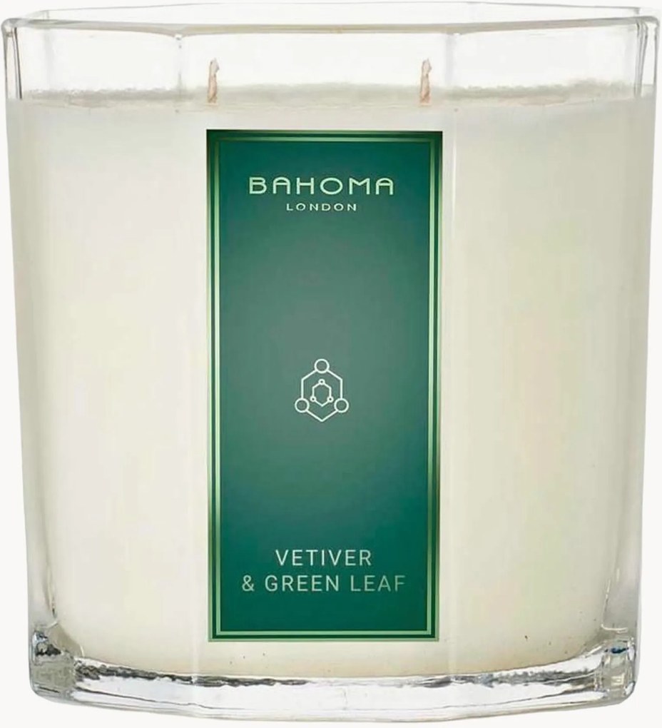 Vela perfumada de dois pavios artesanal (vetiver e folha verde)