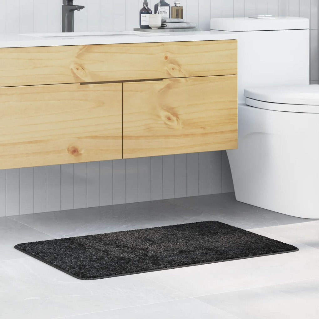 Tapete de Banho Retangular Cinza Escuro 60x90 cm Polipropileno Antiderrapante