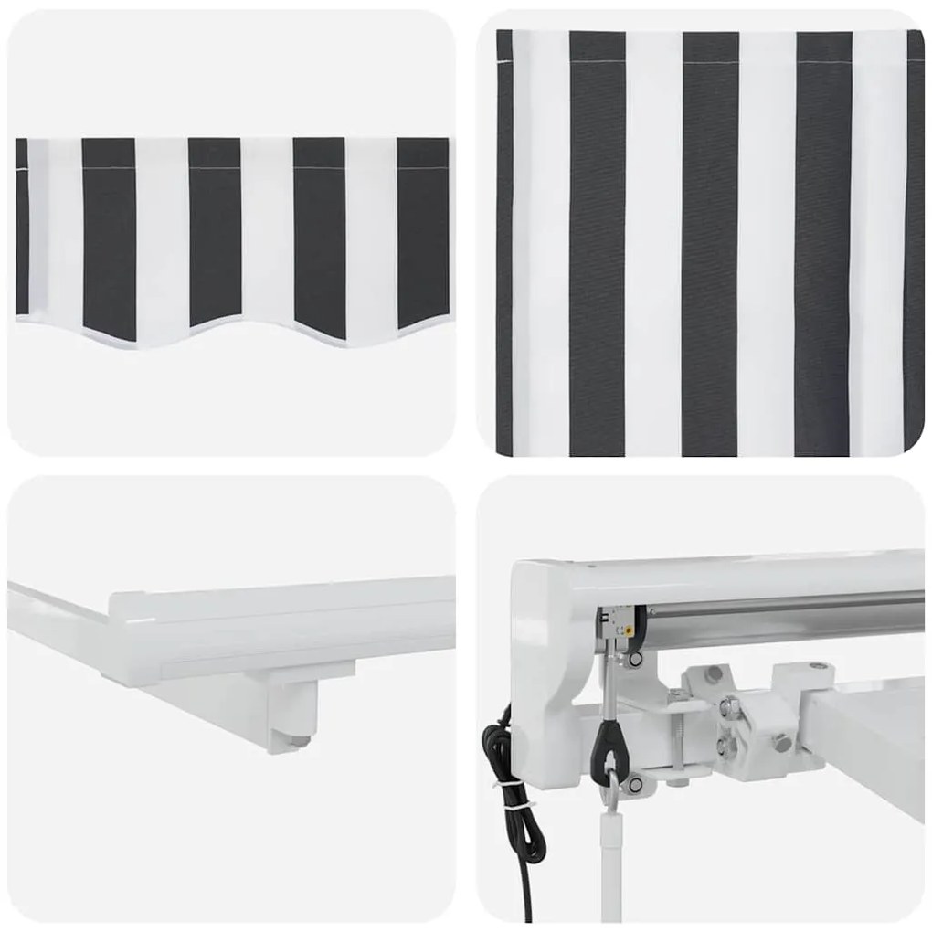 Toldo Retrátil Manual Antracite e Branco 350x200 cm