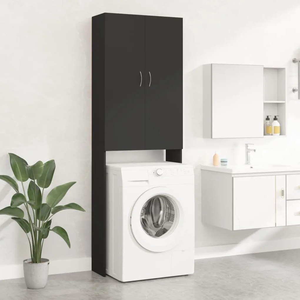 808414 vidaXL Armário máquina de lavar roupa 64x25,5x190 cm preto
