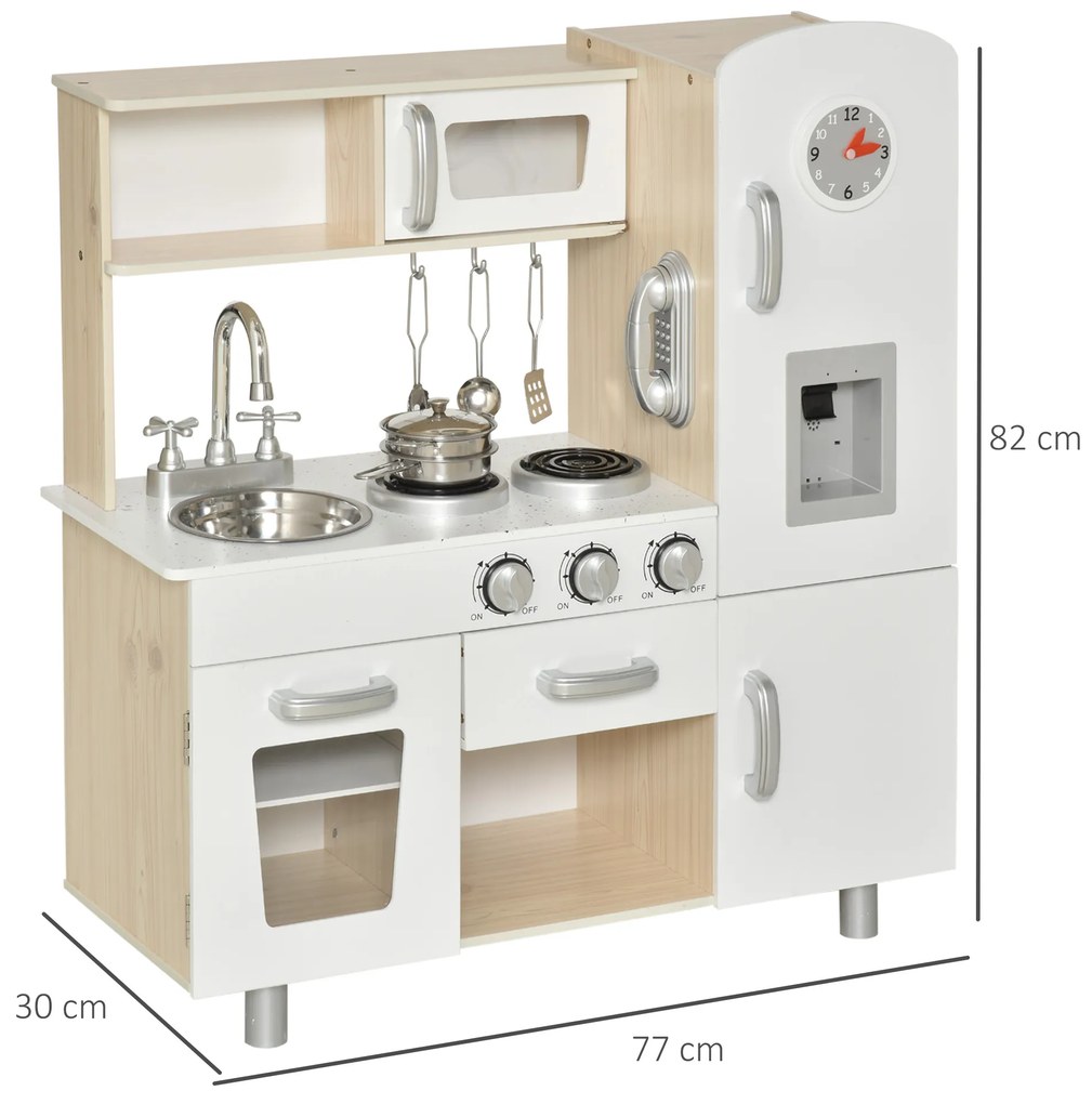 conjunto de brinquedo de cozinha para crianças acima de 3 anos inclui acessorios 77x30x82cm Branco