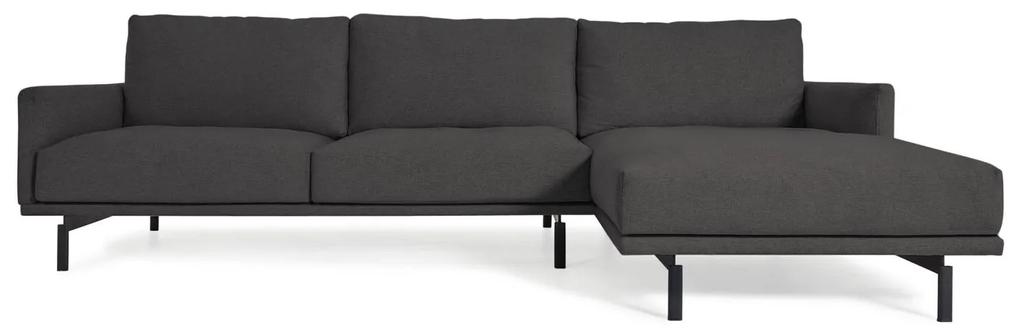 Kave Home - Sofá Galene de 4 lugares com chaise longue direita cinzento 314 cm