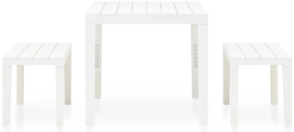 Mesa de jardim com 2 bancos plástico branco