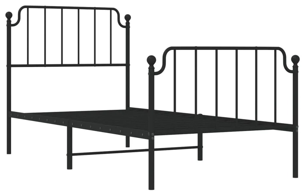 Estrutura de cama com cabeceira e pés 90x200 cm metal preto