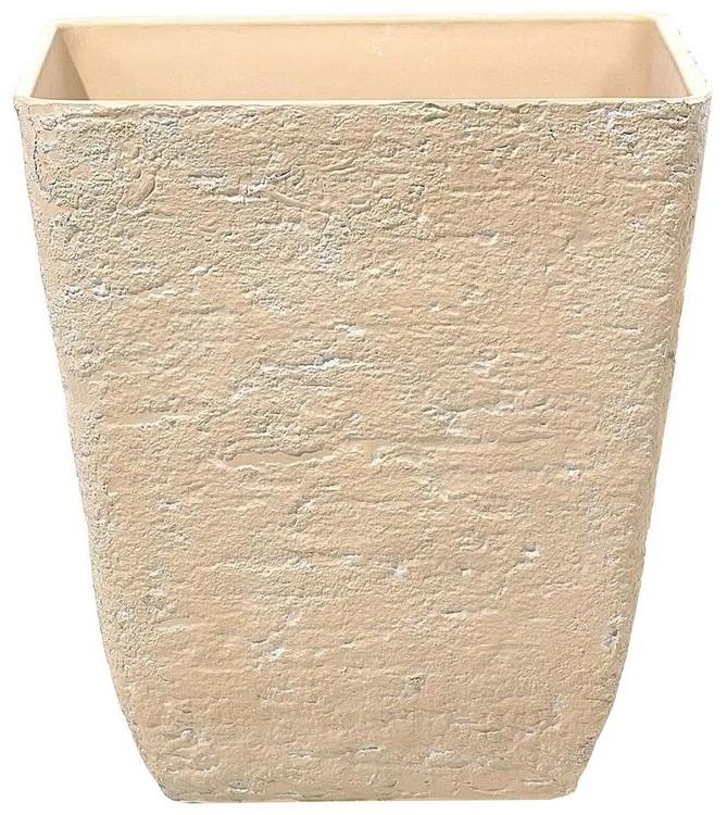 Vaso para plantas em pedra creme 49 x 49 x 53 cm DELOS Beliani