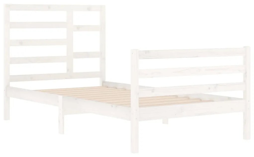 Estrutura de cama 100x200 cm madeira maciça branco