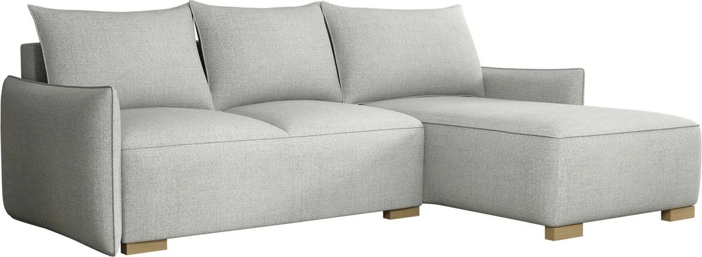 Sofá de canto Columbus 226, Cama com arrumação, 240x155x87cm, 100 kg, Pernas: Madeira