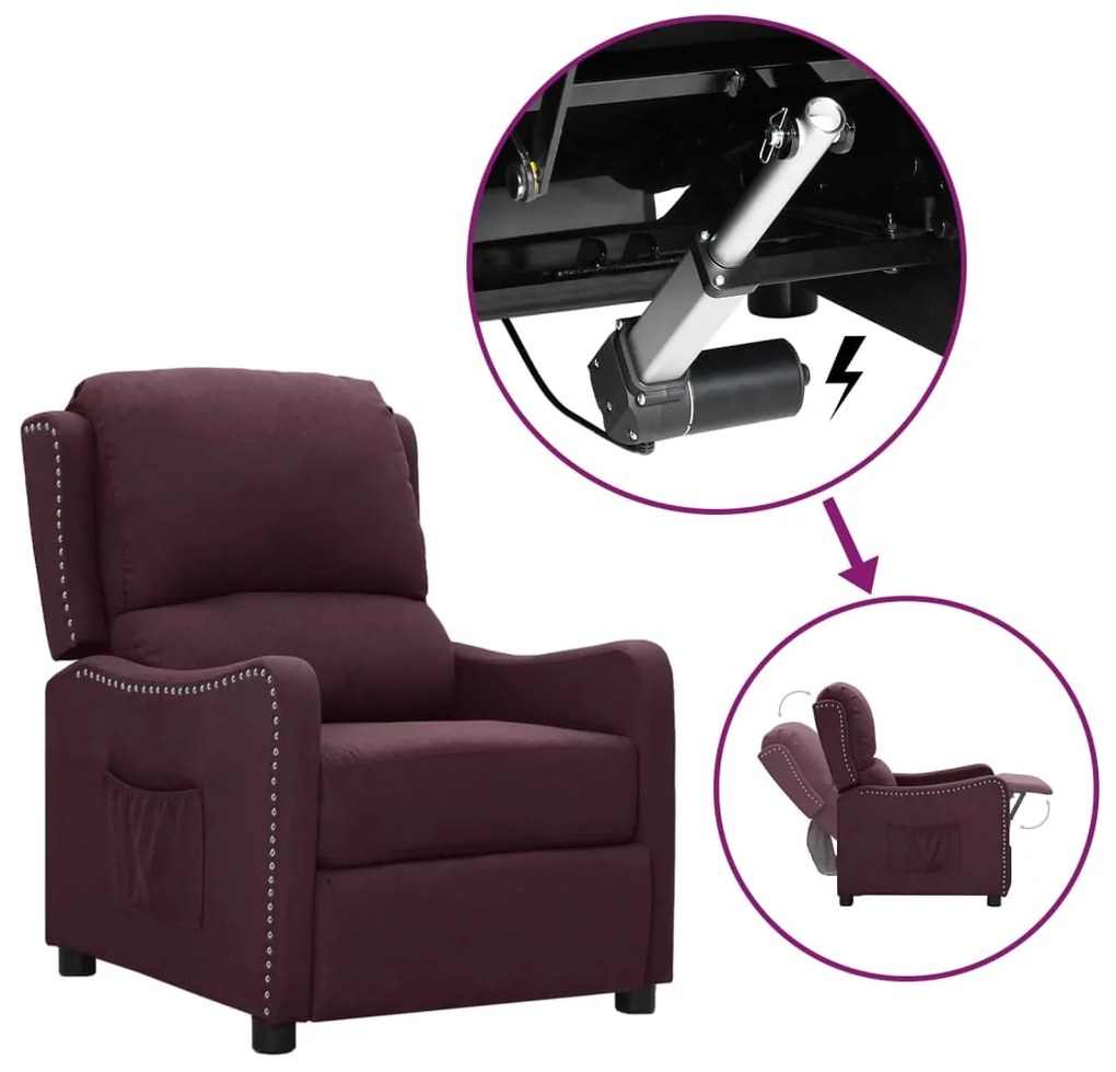 vidaXL Poltrona elevatória tecido roxo