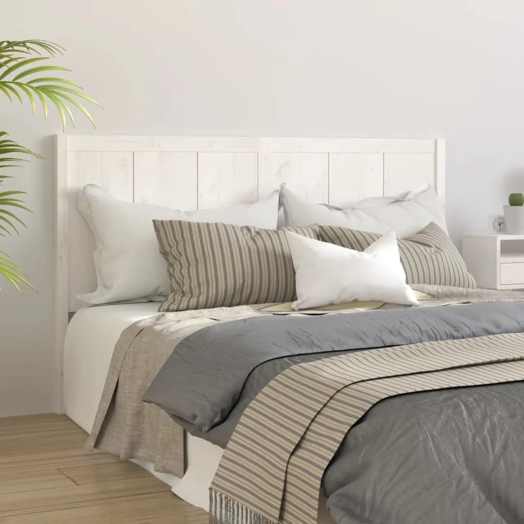 818111 vidaXL Cabeceira de cama 205,5x4x100 cm madeira de pinho maciça branco
